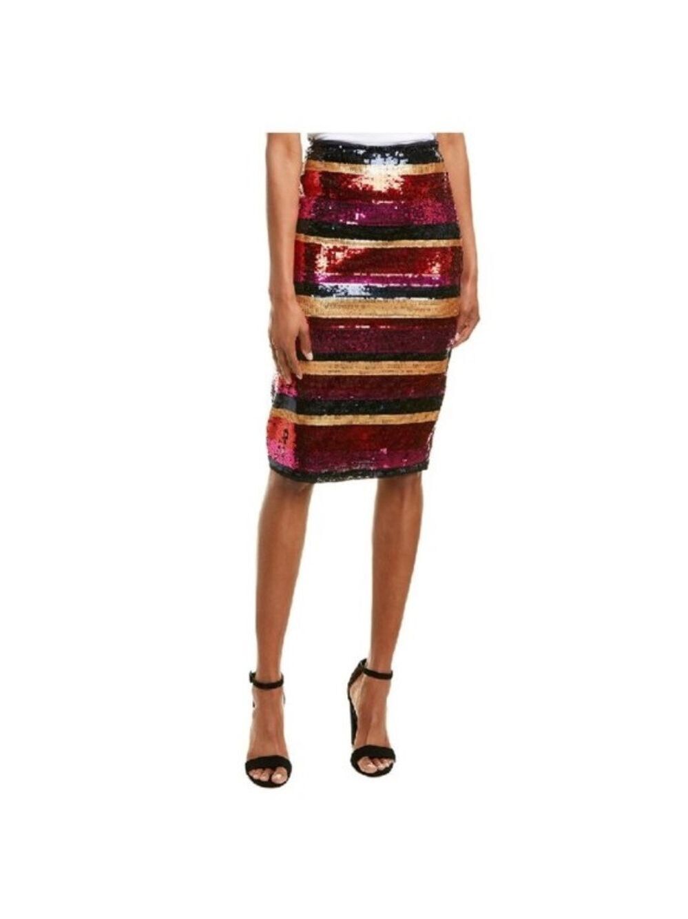 Trina Turk Cava Multi-Color Sequin Stripe Skirt